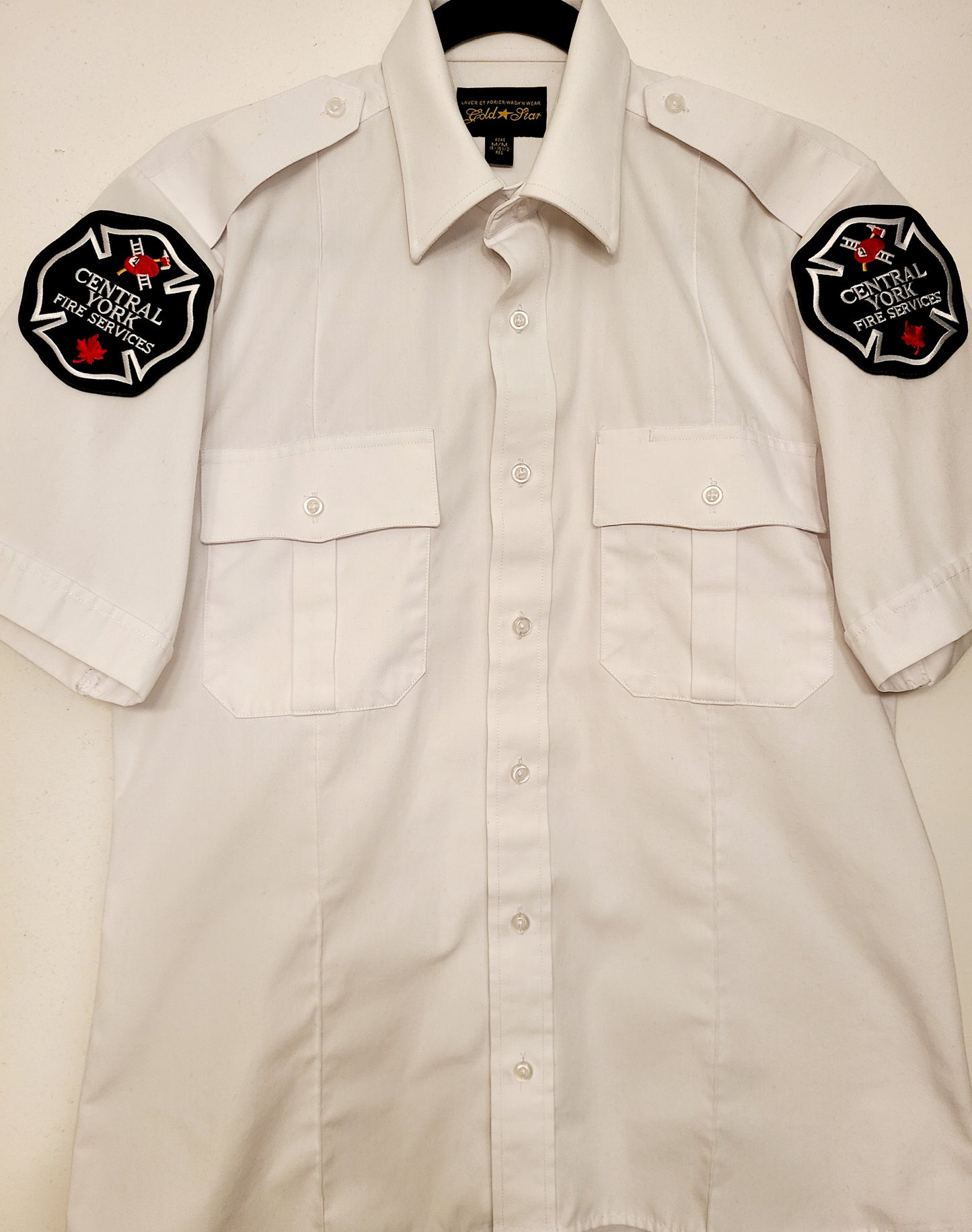 Gold Star Dress Uniform Shirt - Cotton– White (Short Sleeve) - Silver Crest