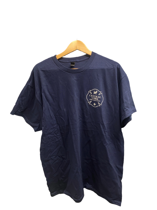 Navy Cotton Short Sleeve T-Shirt - Silver