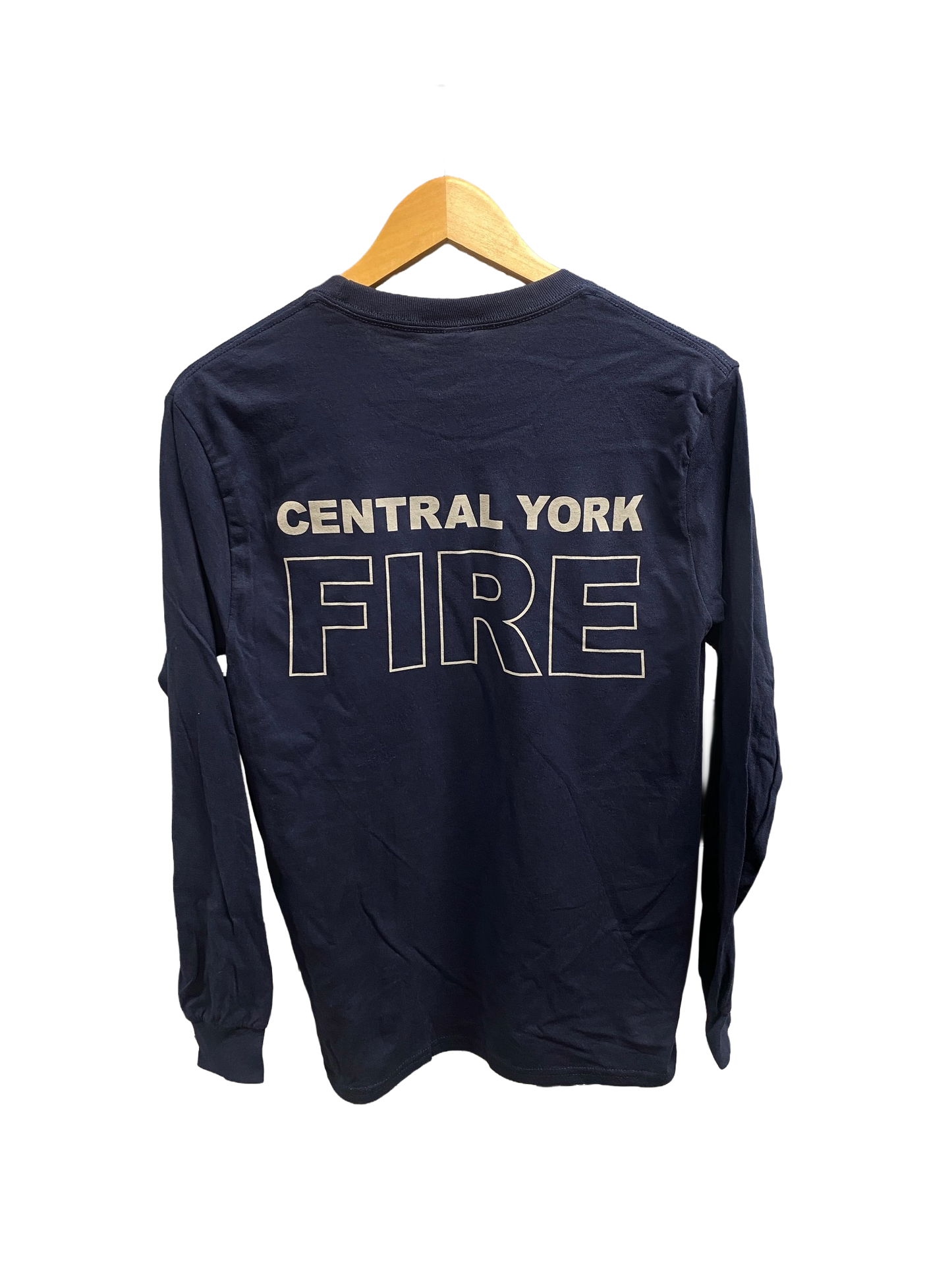 Navy Cotton Long Sleeve T-Shirt - Silver