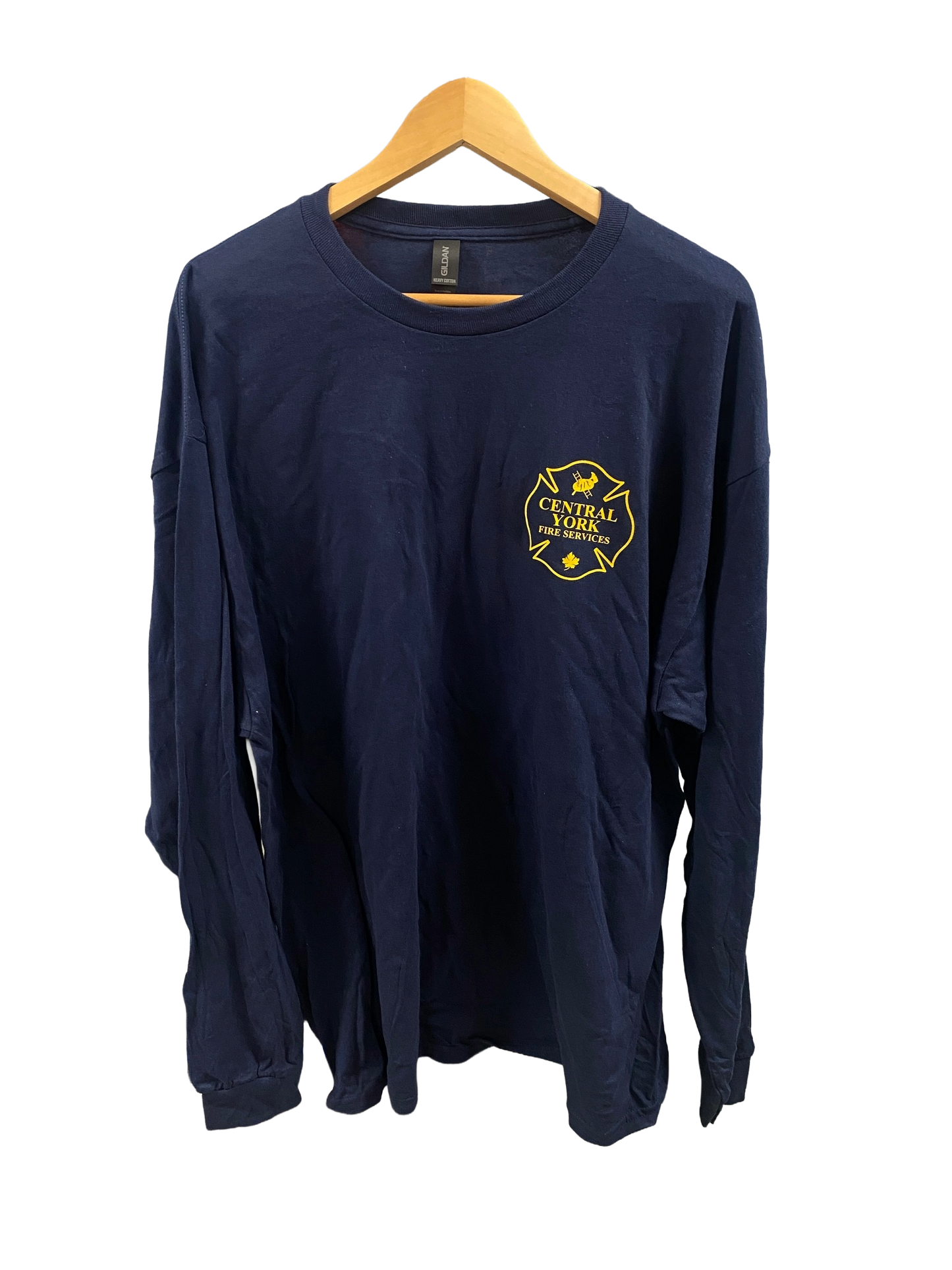 Navy Cotton Long Sleeve T-Shirt - Gold