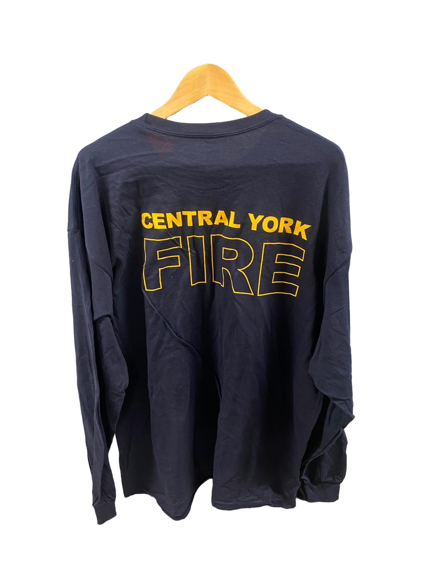 Navy Cotton Long Sleeve T-Shirt - Gold