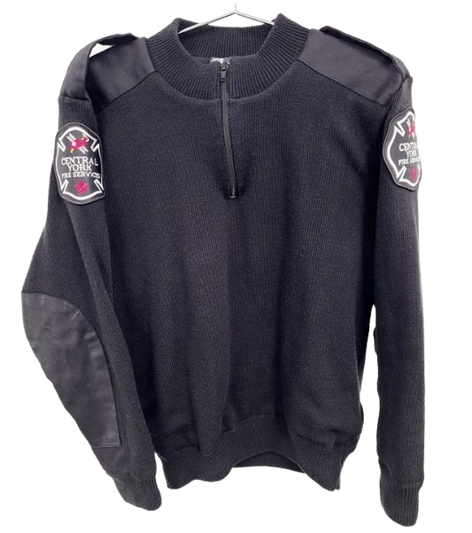 1/4 Zip Military Unlined Sweater - Black - Silver Crest