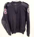 Military Acrylic - Black - 1/4 Zip UNLINED Acrylic Sweater - Gold Crest