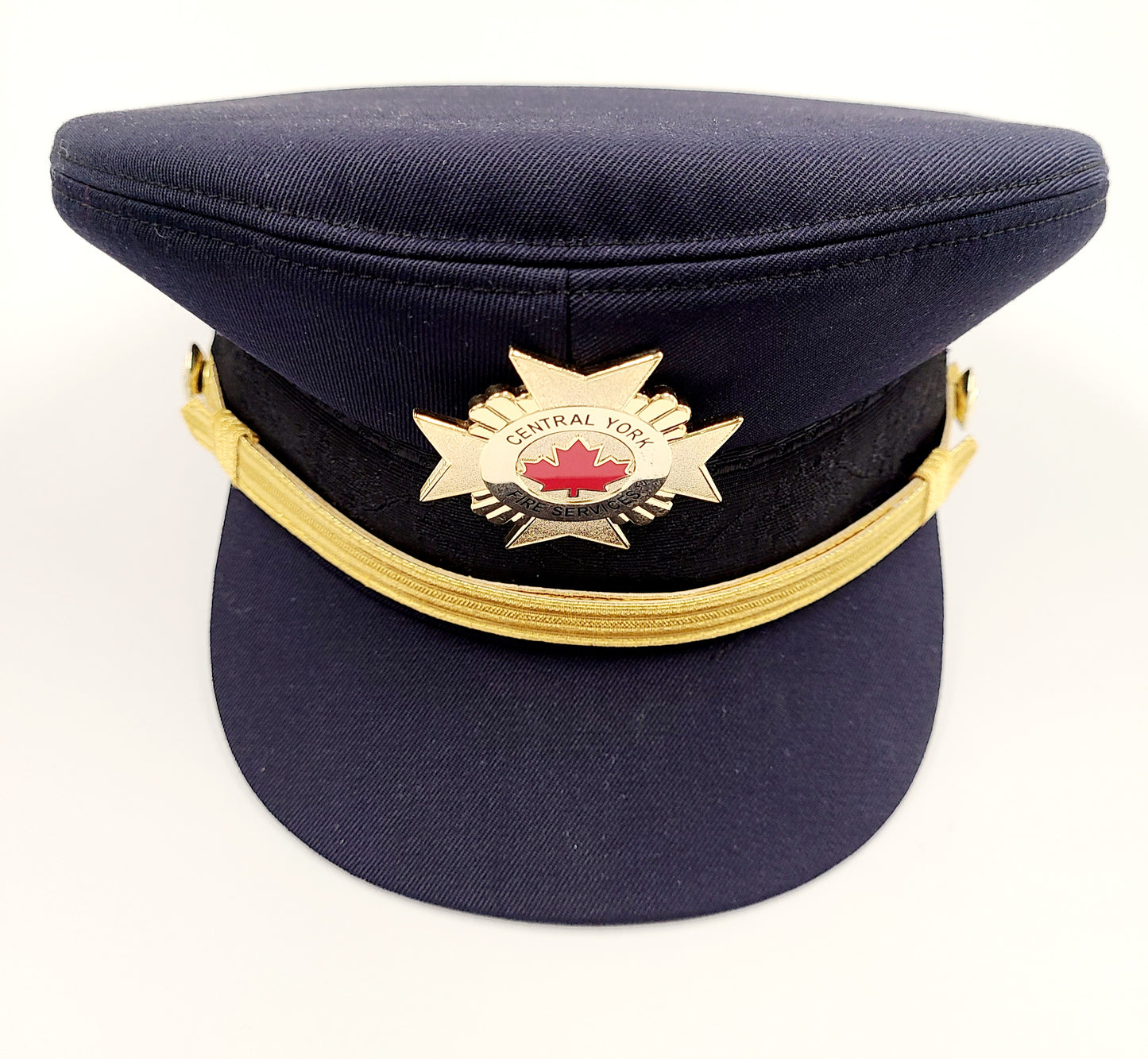 Station Wear Dress Cap - Cloth Covered Peak - Black - Gold Embellishments