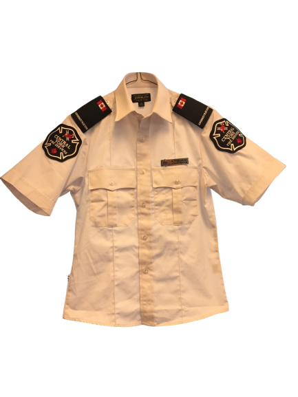 Gold Star Dress Uniform Shirt - Cotton– White (Short Sleeve) - Drilled Collars -  Gold Crest