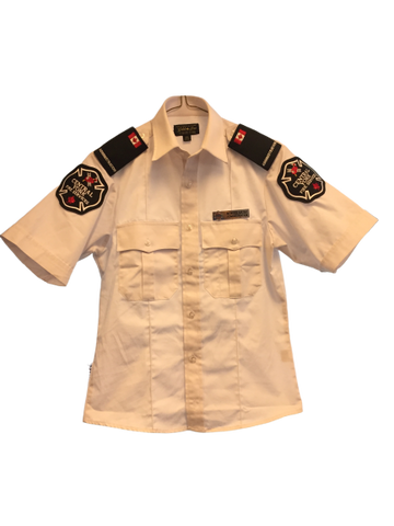 Gold Star Dress Uniform Shirt - Cotton– White (Short Sleeve) - Drilled Collars -  Gold Crest